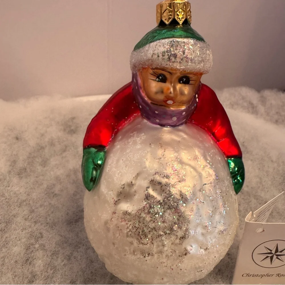 Christopher Radko Snowballin Kid‎ Red Shirt Christmas Ornament